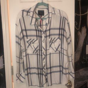Navy & White Plaid Rails Shirt